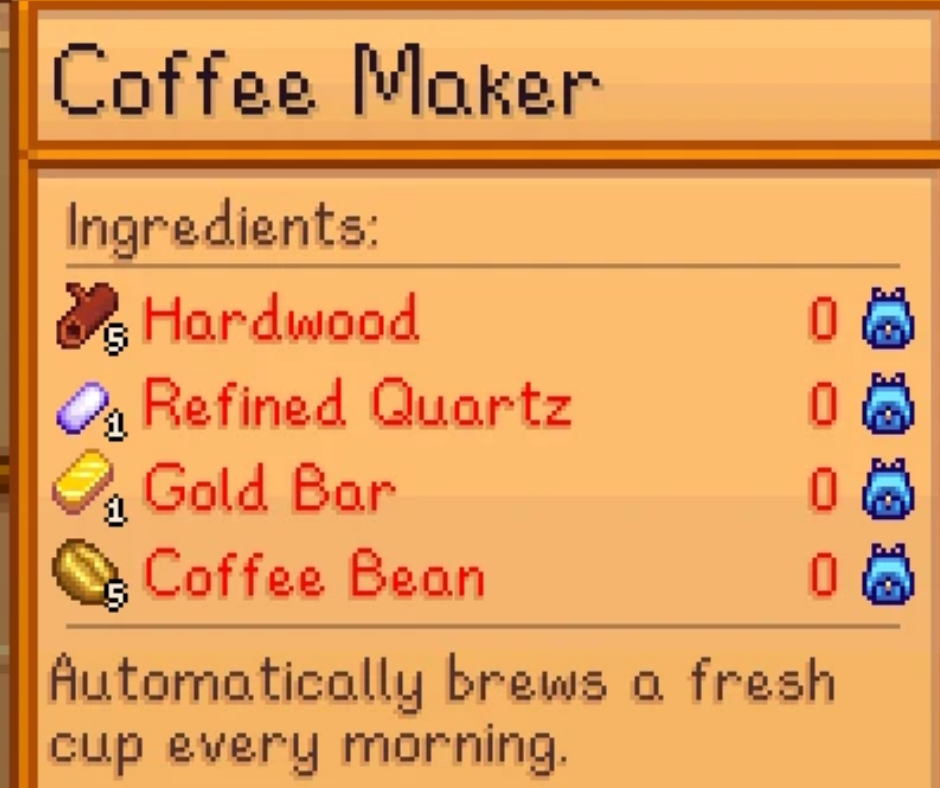 coffee maker stardew valley